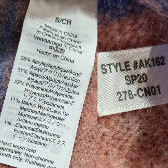 J. Crew Alpaca Merino Wool Salmon Pink Striped Fuzzy Oversized Sweater AK162 - Picture 8 of 8